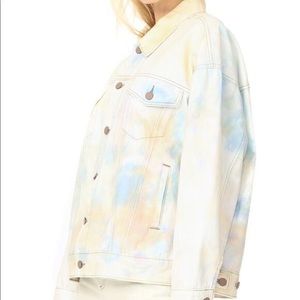 NWT Free People Tie Dye Denim Trucker Jacket